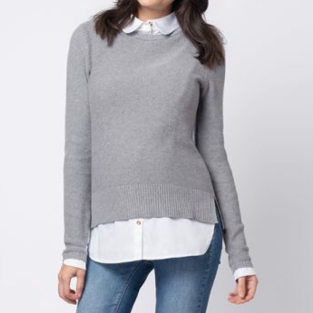 Serpahine Mock Shirt Maternity Sweater